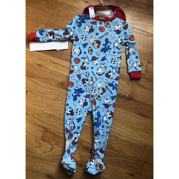 Footie Pajamas Sleeper & Bib Set 9-12M Sports & Dogs - Picture 4 of 5